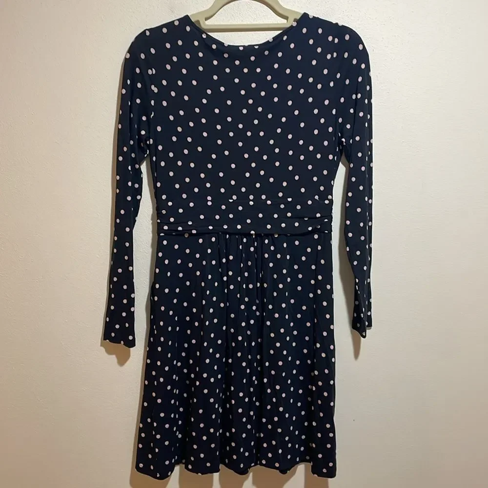 NEW Boden Abigail Jersey Dress Long Sleeve Black Milkshake Pink Spot 6 Petite